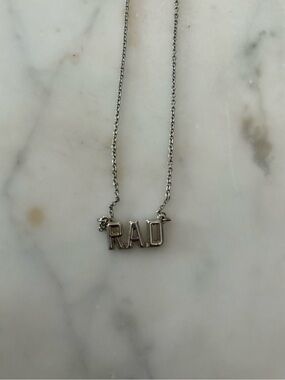Silver 'RAD' Letter Pendant Necklace - Silver Color